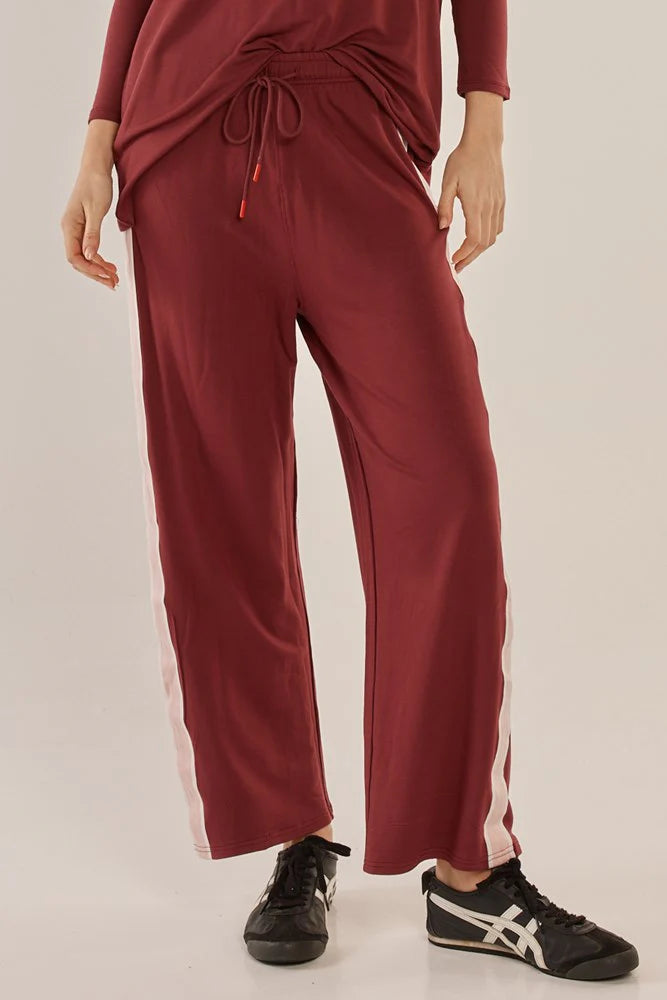 Betty Basics - Evelyn Wide Leg Jogger - Burgundy