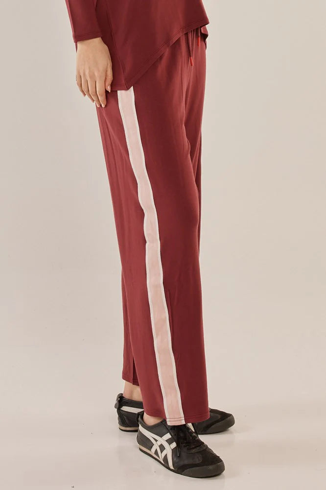 Betty Basics - Evelyn Wide Leg Jogger - Burgundy