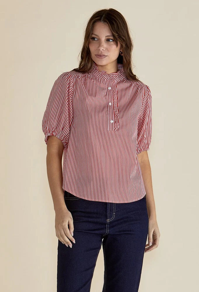 Betty Basics - Avery Blouse - Red Stripe
