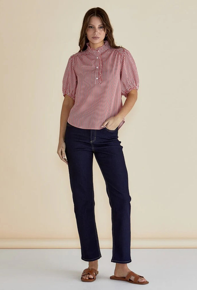 Betty Basics - Avery Blouse - Red Stripe