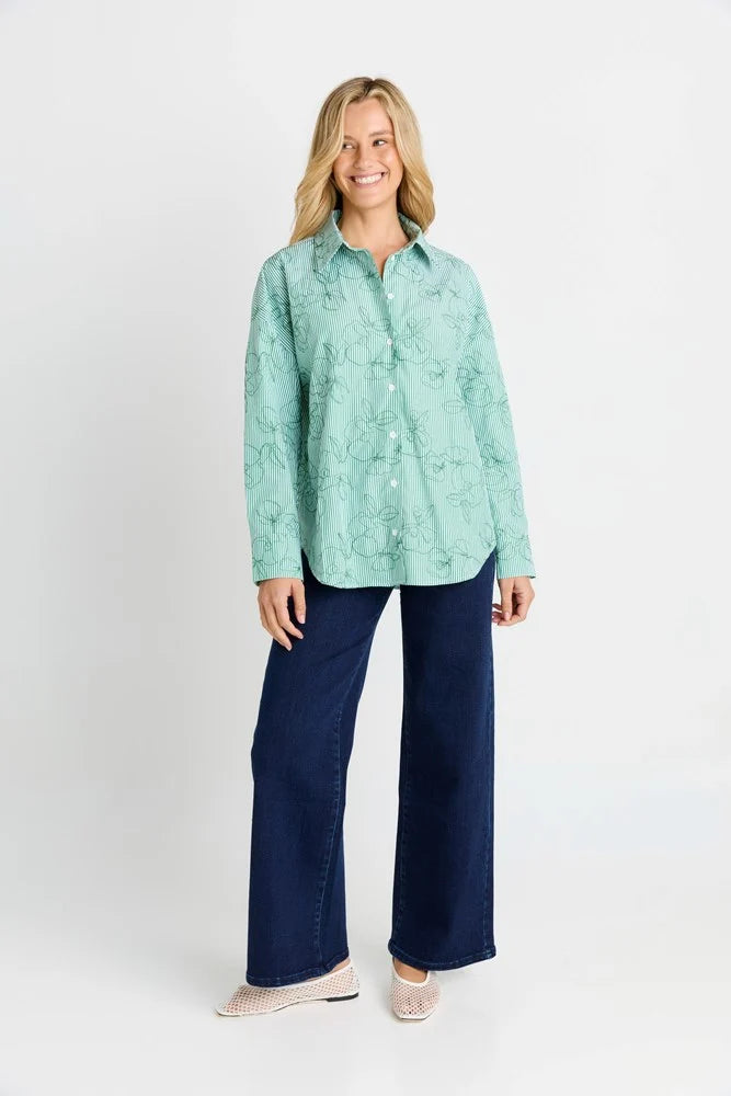 Betty Basics - Sage Shirt - Green Stripebetty