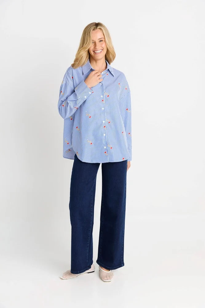 Betty Basics - Sage Shirt - Rose Stripe Regular