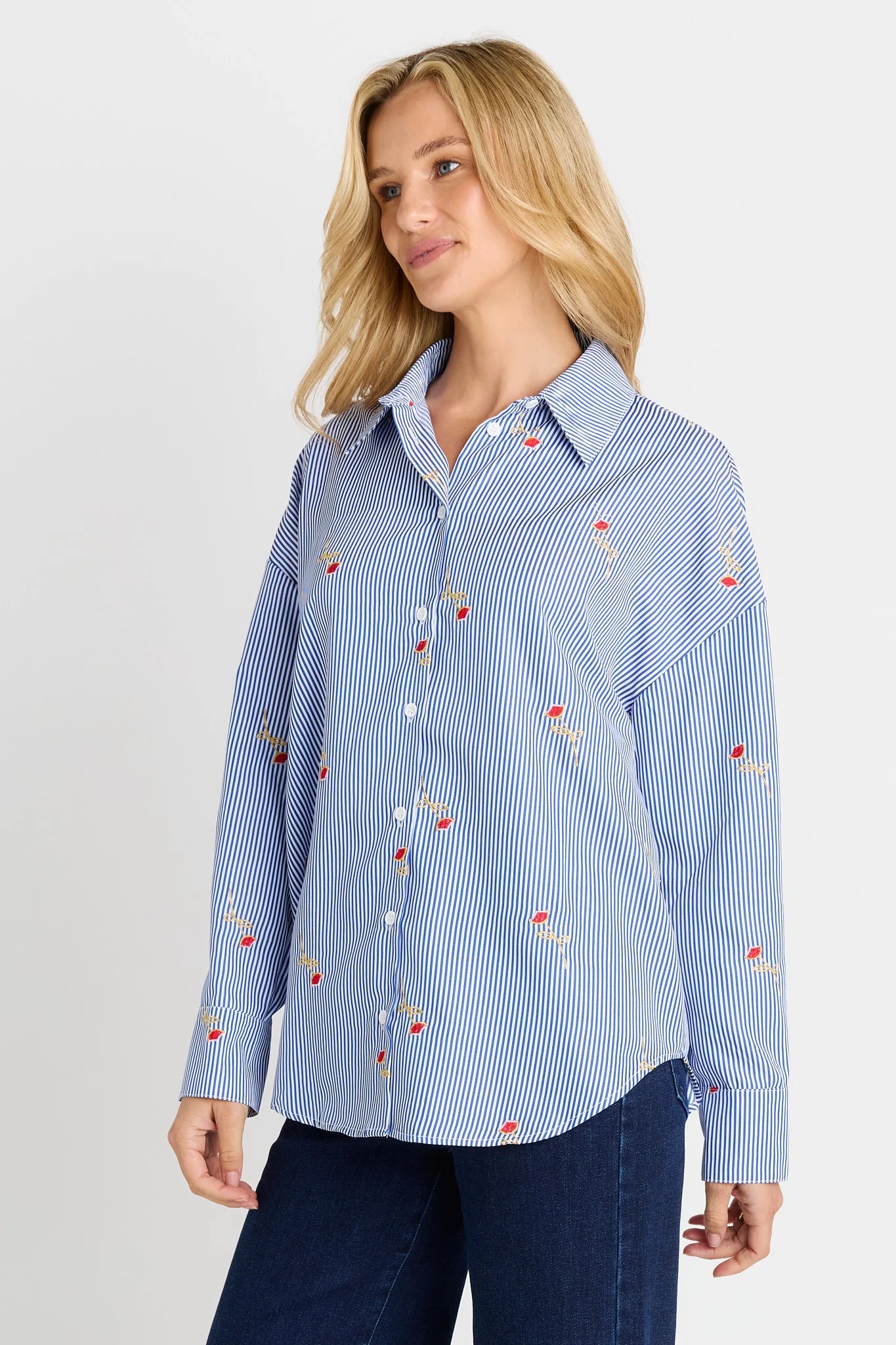 Betty Basics - Sage Shirt - Rose Stripe Regular