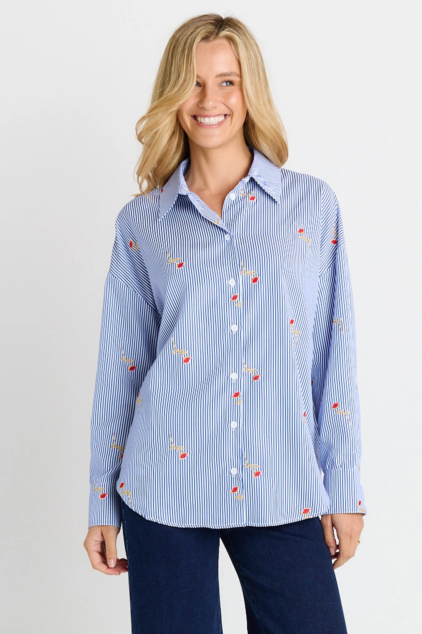 Betty Basics - Sage Shirt - Rose Stripe Regular