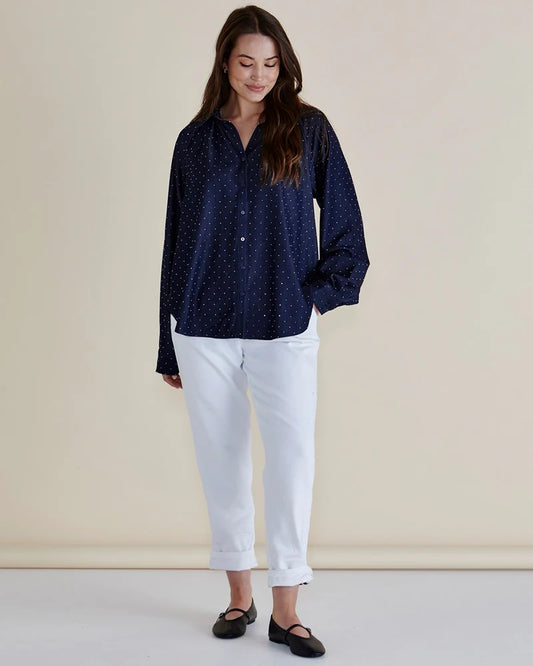 Lizza Embellished Shirt - Dark Blue