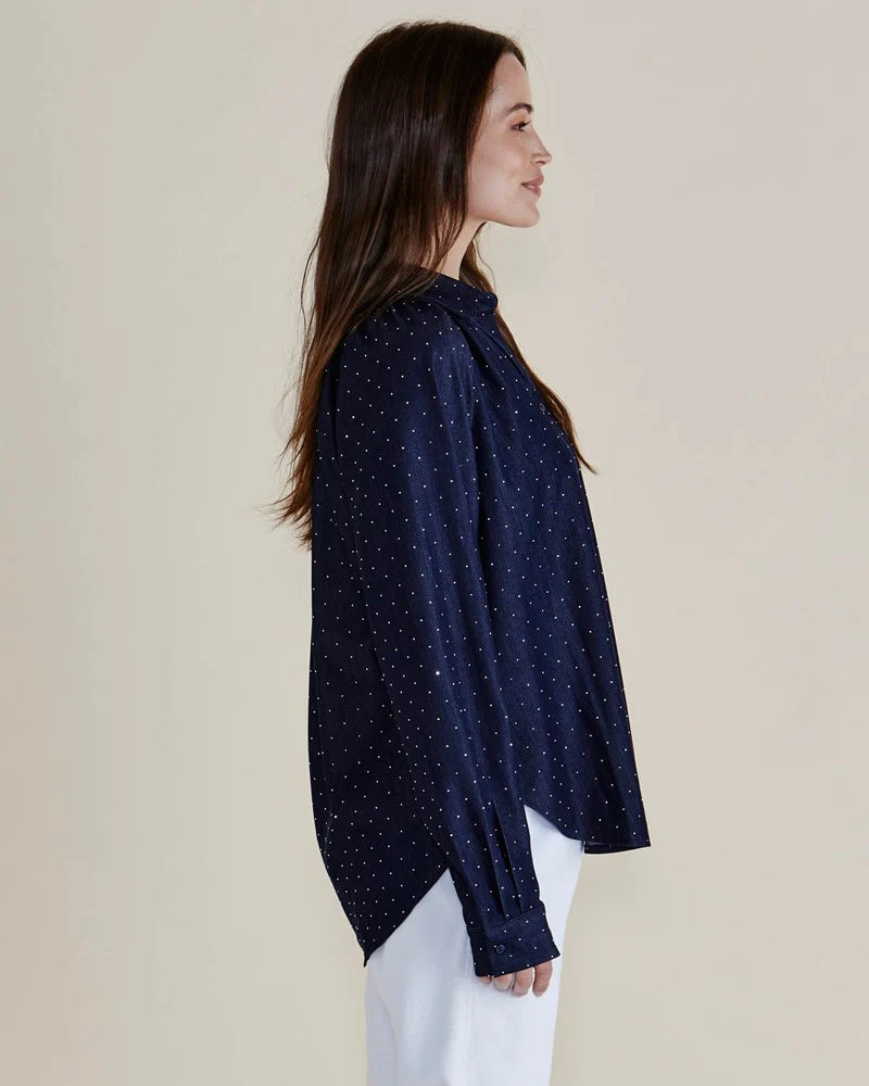 Lizza Embellished Shirt - Dark Blue