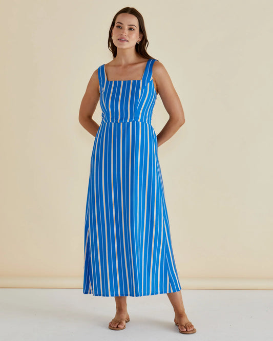 Betty Basics - Tegan Midi Dress - Blue Stripe