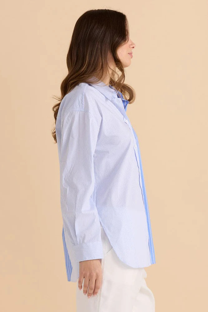Betty Basics - Stevie Shirt - Blue Stripe Contrastbett