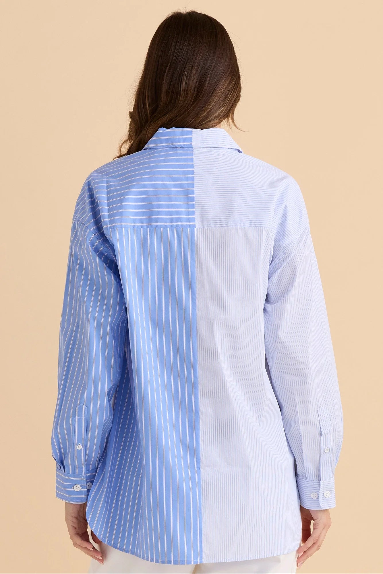 Betty Basics - Stevie Shirt - Blue Stripe Contrastbett