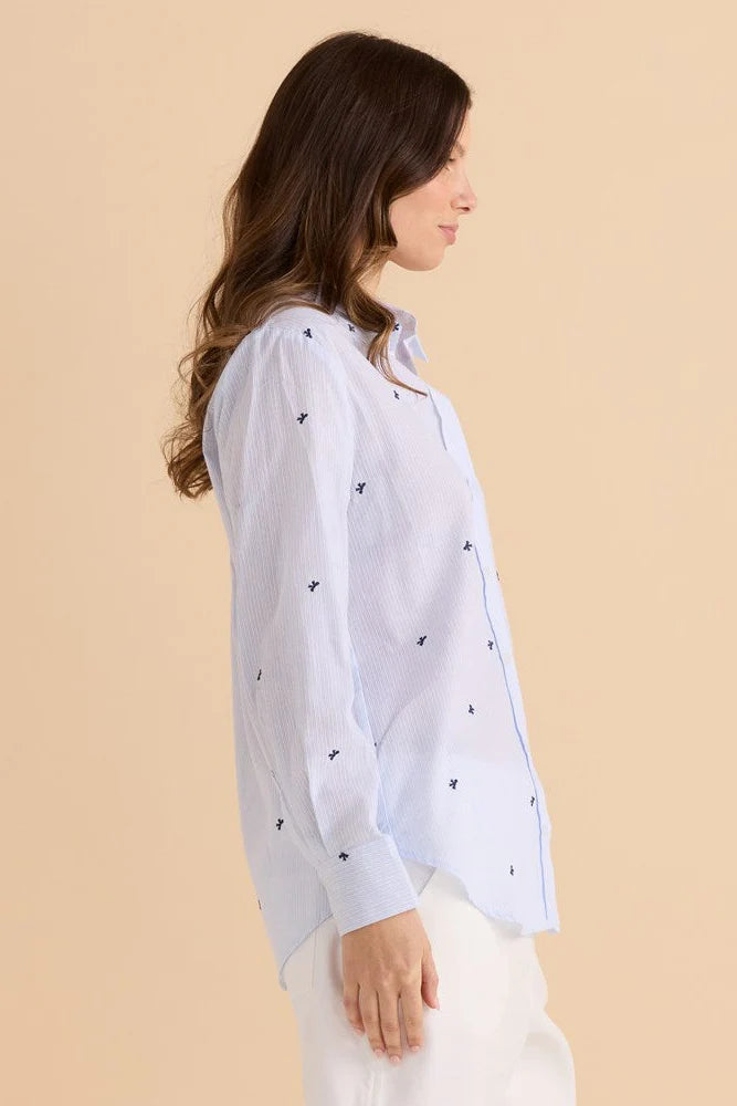 Betty Basics - Reid Shirt - Blue Bow Stripe