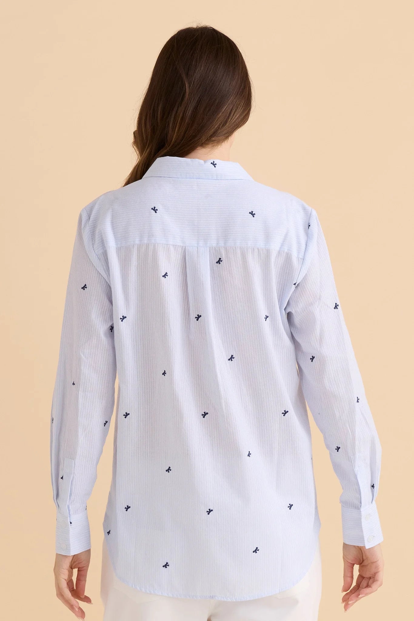 Betty Basics - Reid Shirt - Blue Bow Stripe
