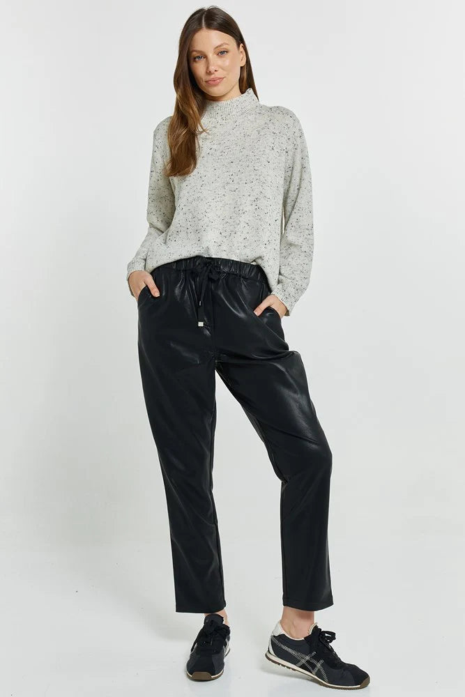 Betty Basics - Poppy PU Jogger - Black PU