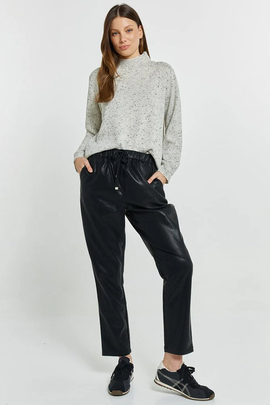 Betty Basics - Poppy PU Jogger - Black PU
