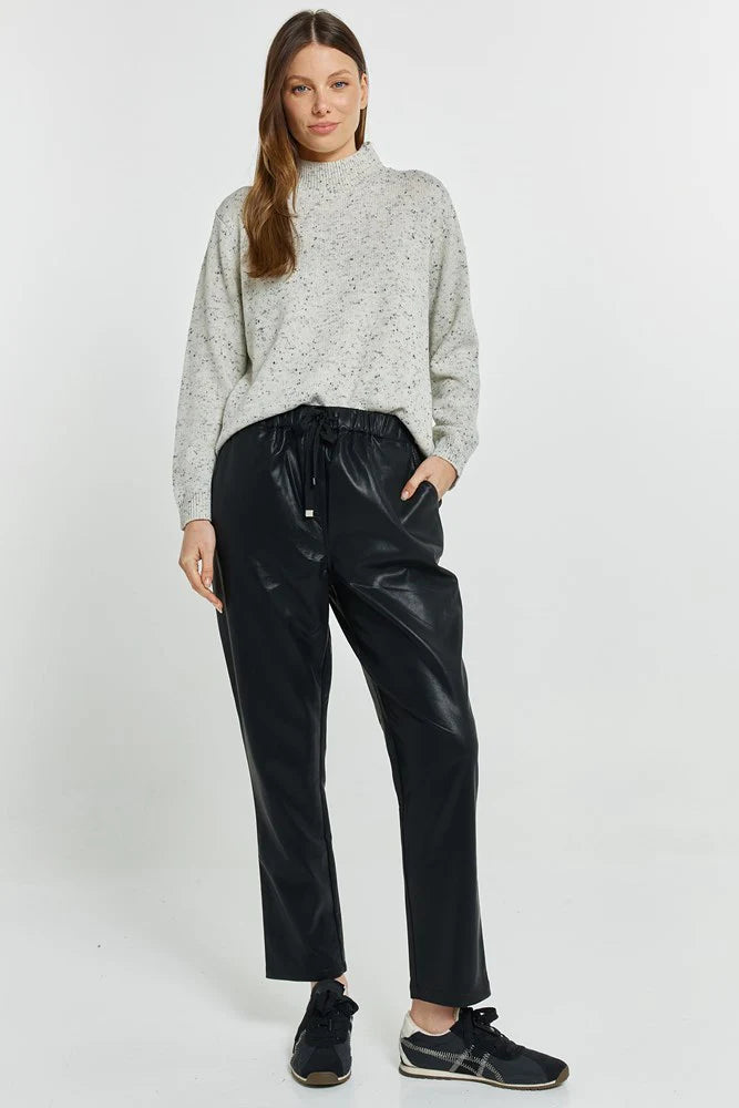 Betty Basics - Poppy PU Jogger - Black PU