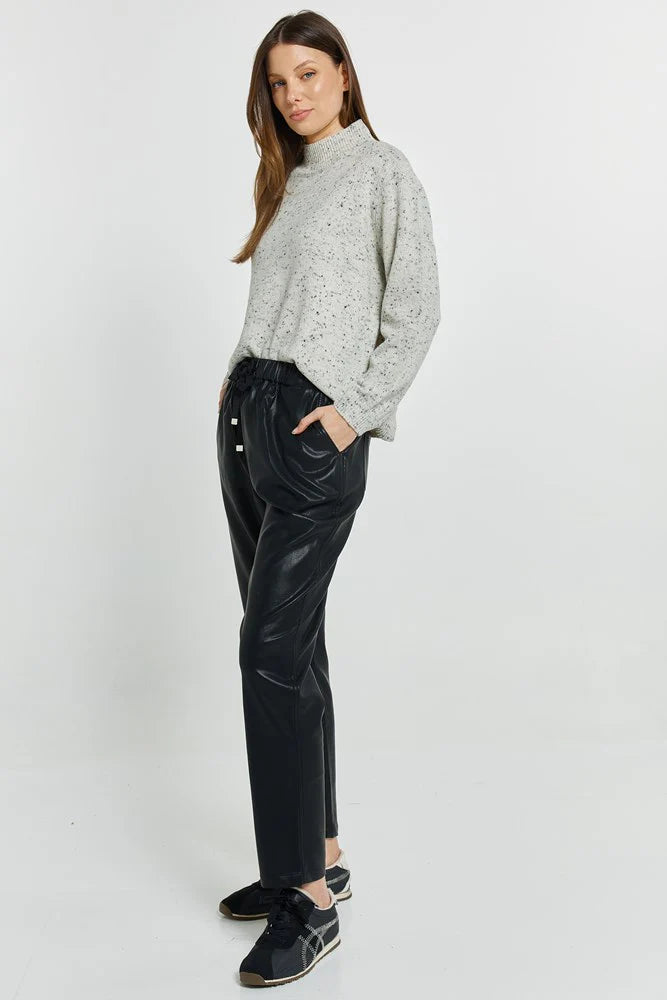 Betty Basics - Poppy PU Jogger - Black PU