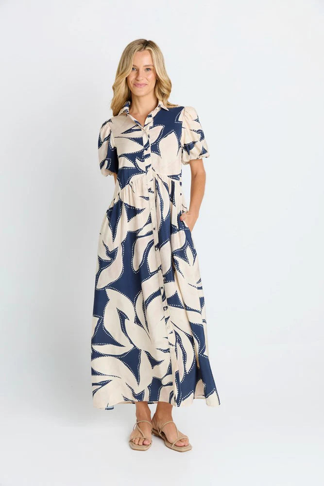 Betty Basics - Nova Shirt Dress - Navy Floral Printbett