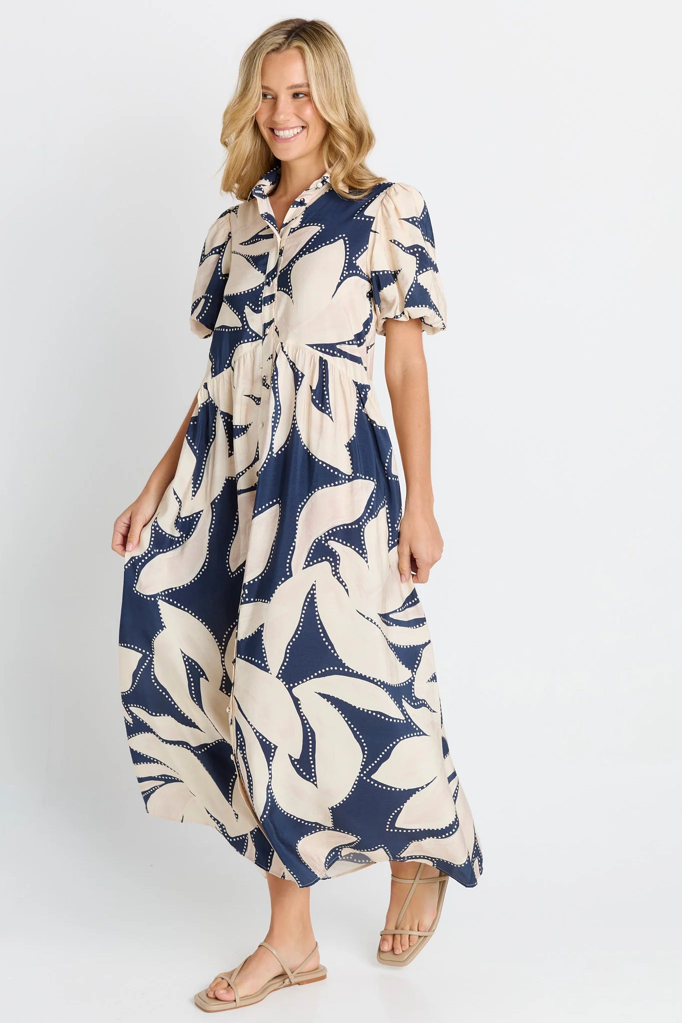 Betty Basics - Nova Shirt Dress - Navy Floral Printbett