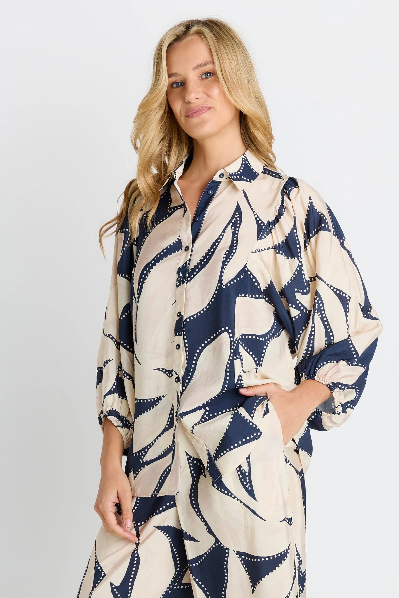 Betty Basics - Nova Shirt - Navy Floral Print