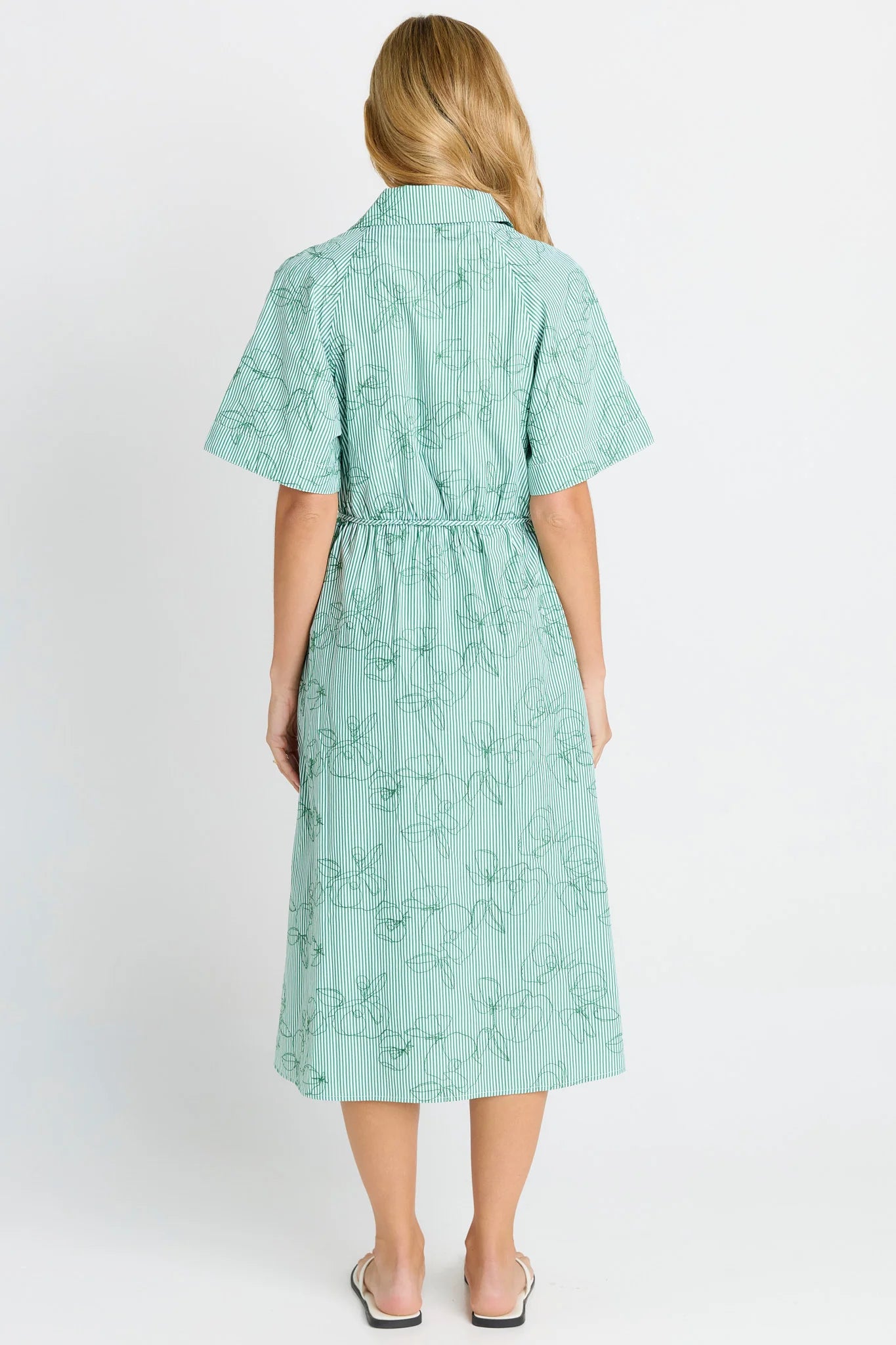 Betty Basics - Shelley Shirt Dress - Green Stripe