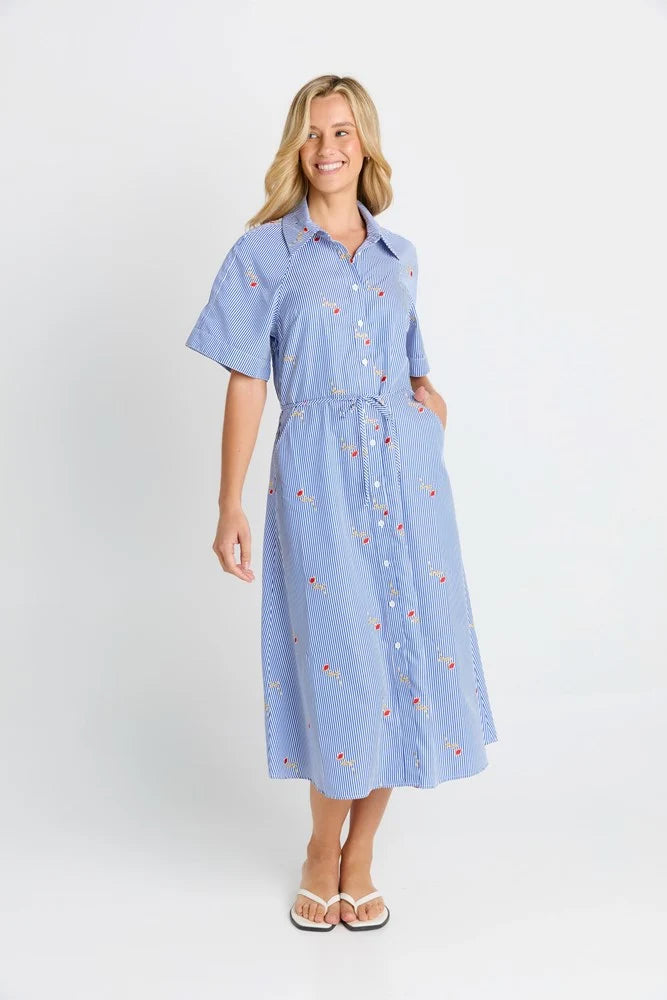 Betty Basics - Shelley Shirt Dress - Rose Stripe