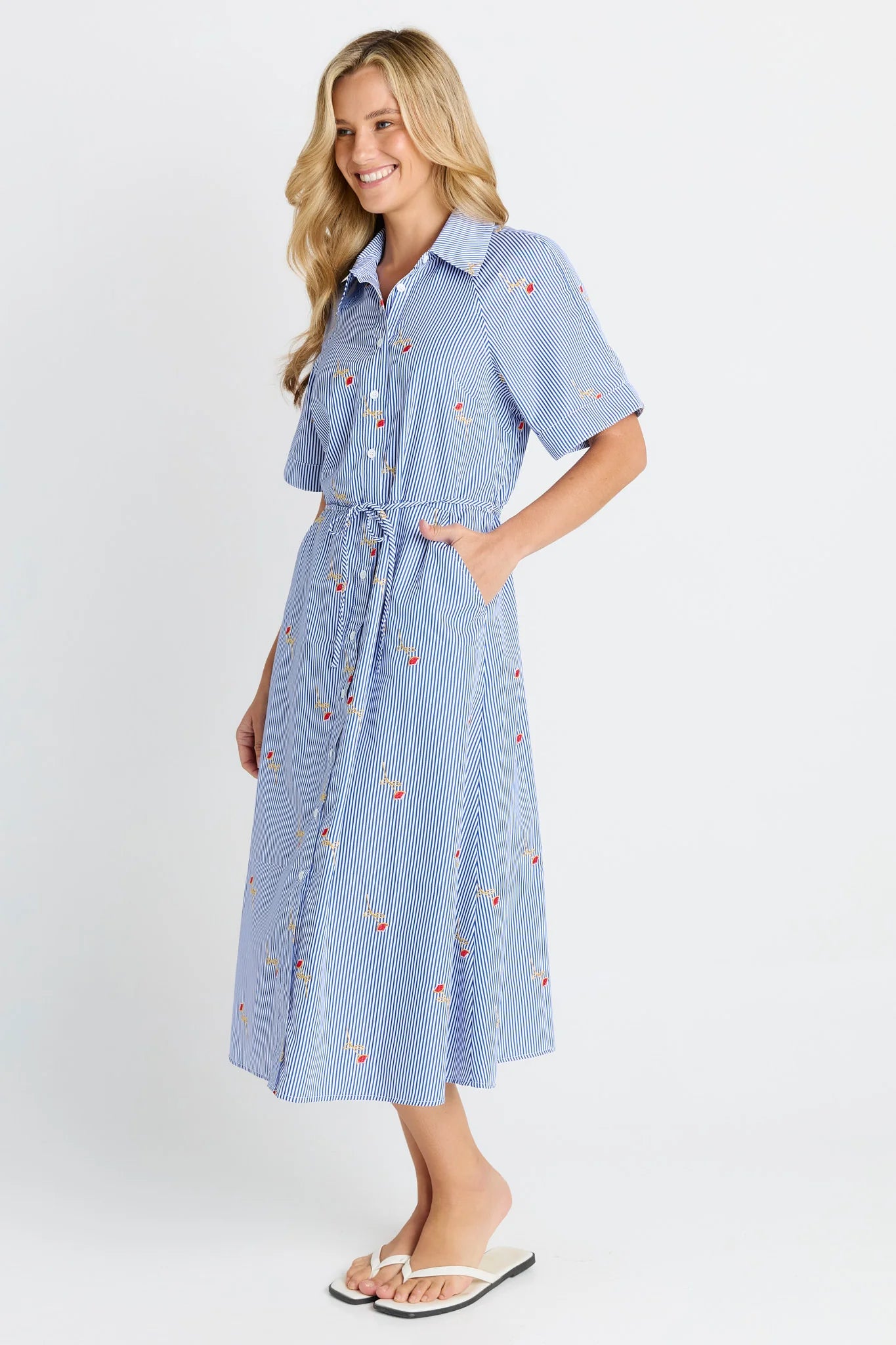 Betty Basics - Shelley Shirt Dress - Rose Stripe
