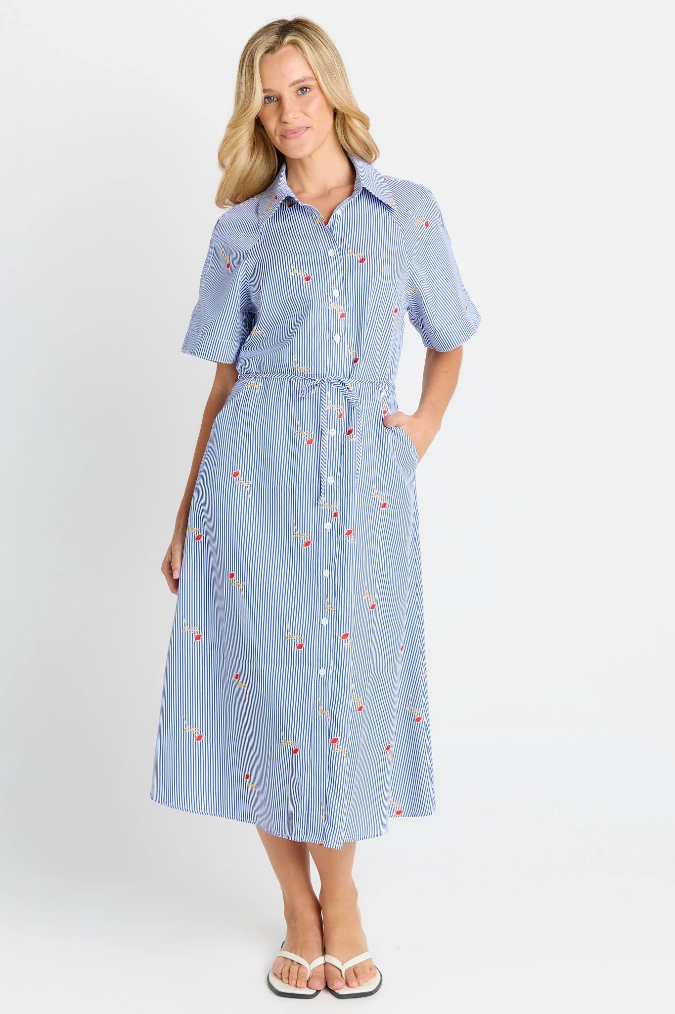 Betty Basics - Shelley Shirt Dress - Rose Stripe