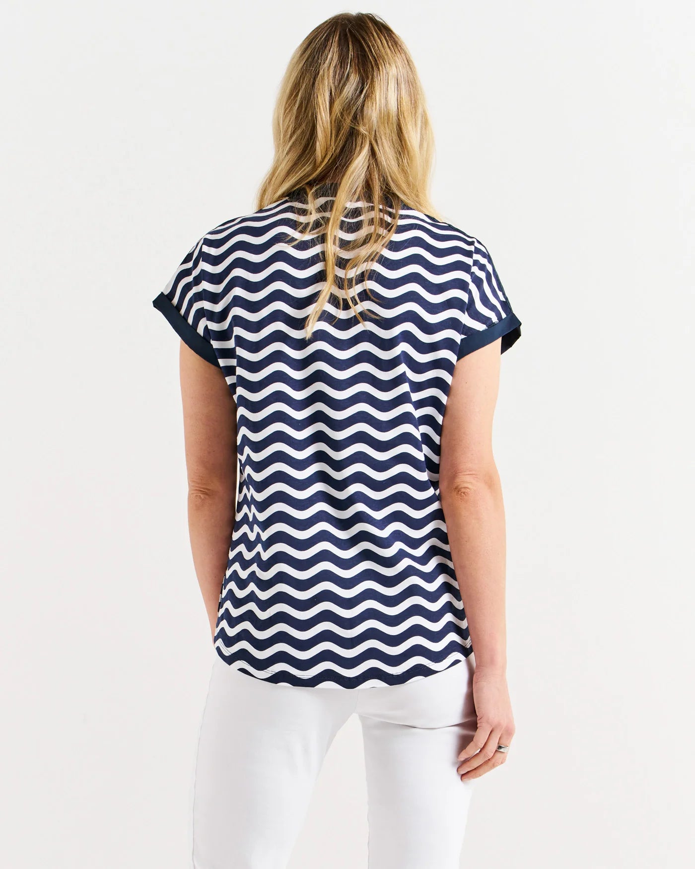 Betty Basics - Bridie Tee - Navy Wave Stripe