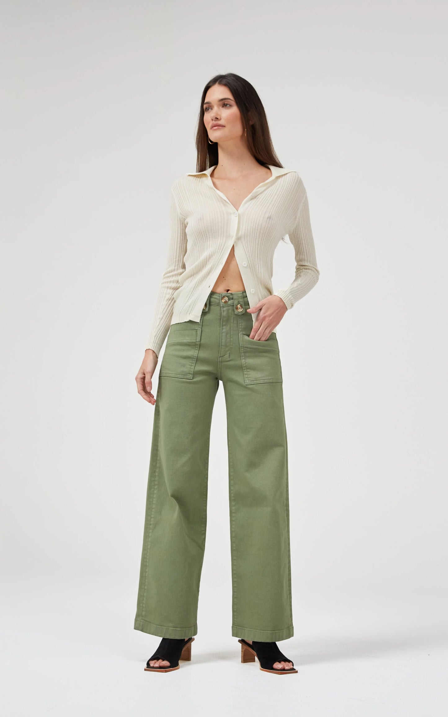 DriCoper - Carrie Wide Straight Leg Jean - Oil Green