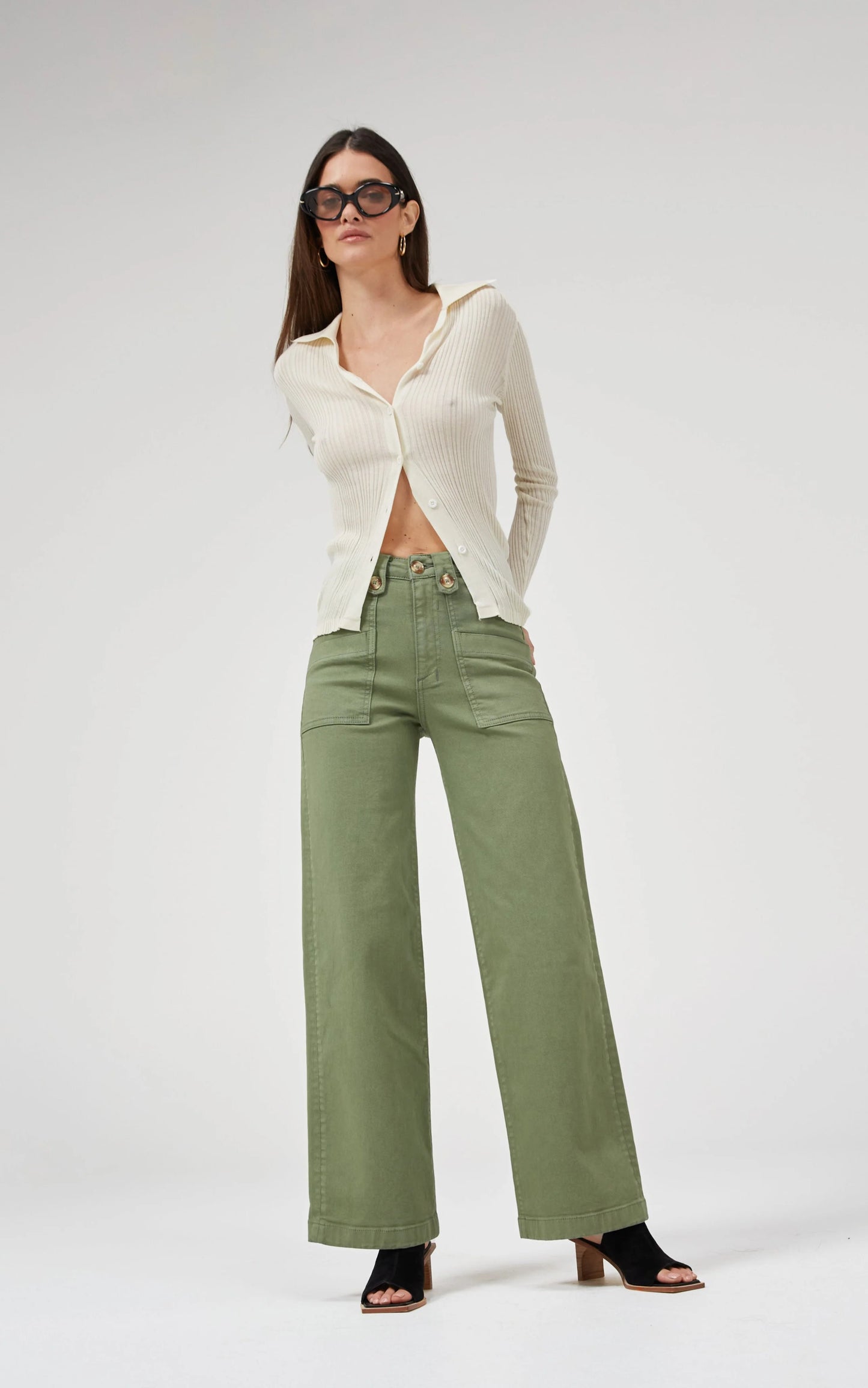 DriCoper - Carrie Wide Straight Leg Jean - Oil Green