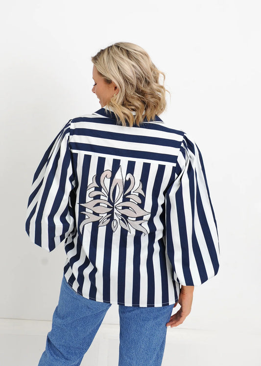 Poppy Shirt -  Navy Stripe