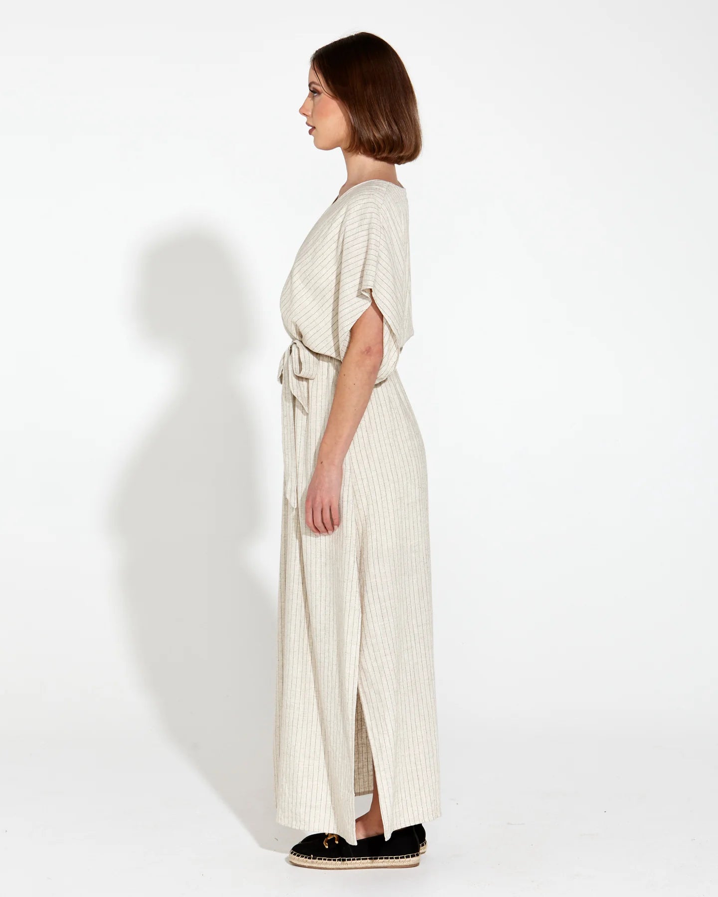 Fate & Becker - Heritage Linen Maxi Dress - Natural Pinstripe