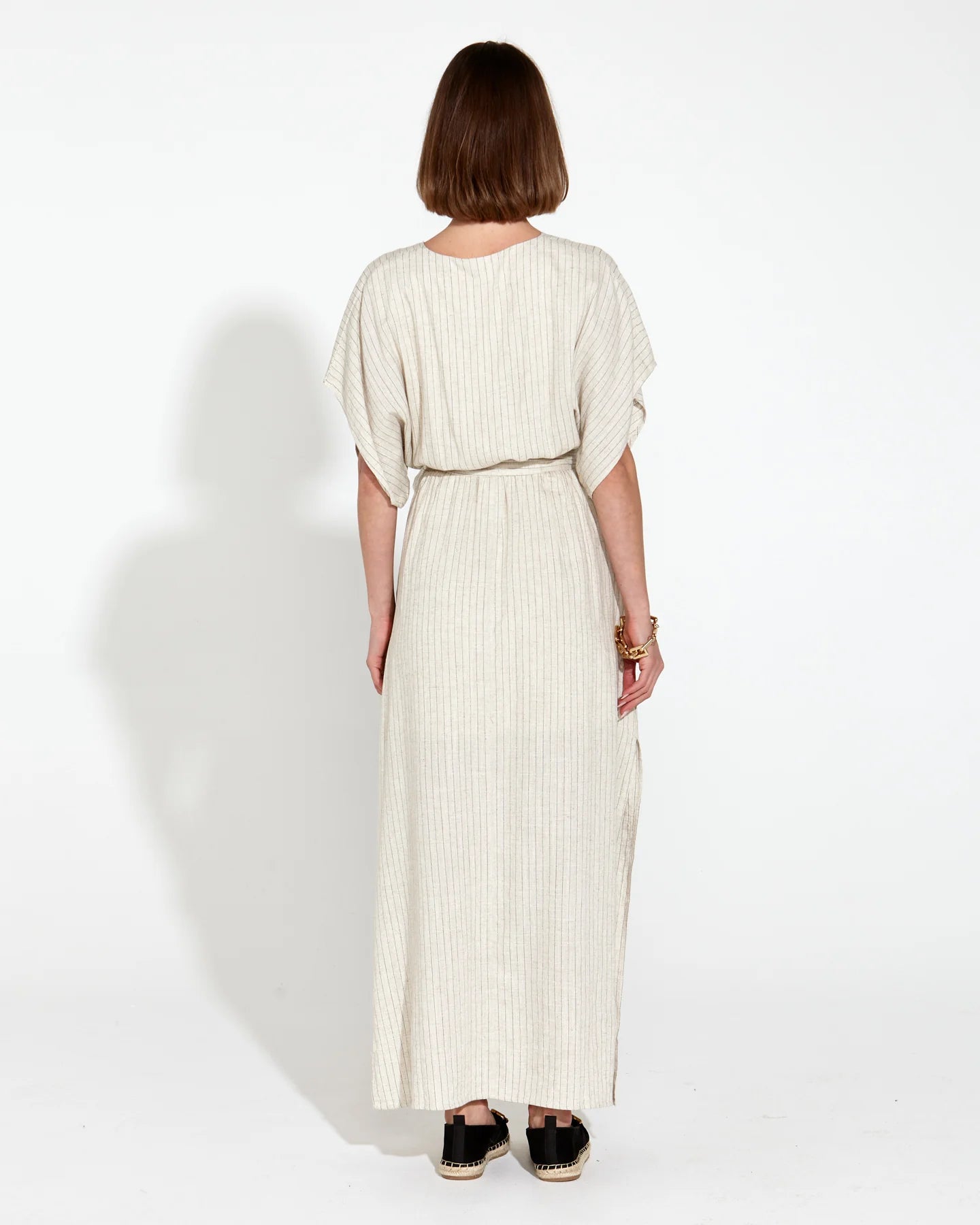 Fate & Becker - Heritage Linen Maxi Dress - Natural Pinstripe