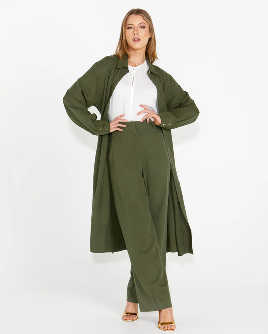 Fate & Becker - Alter Ego Duster Shirt Dress - Olive