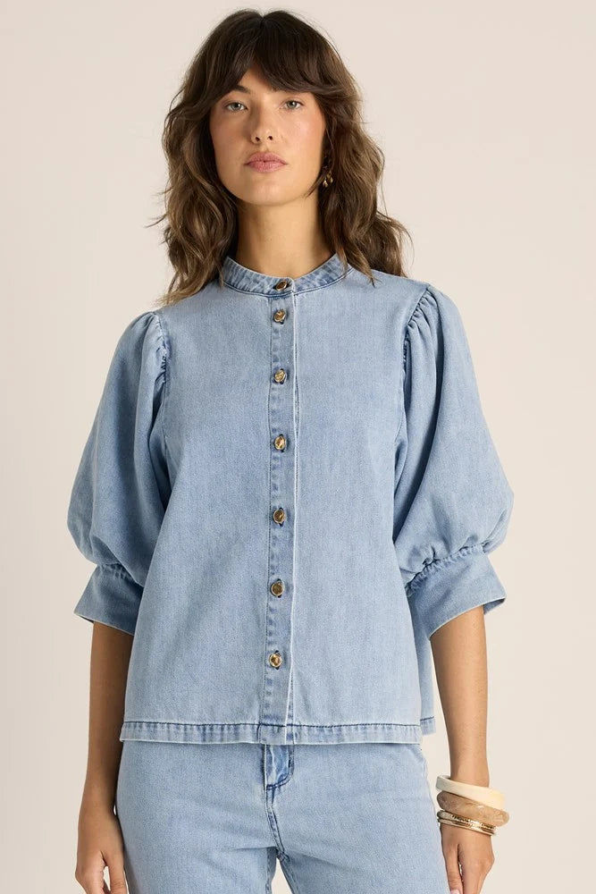 Fate & Becker - Lila Denim Balloon Shirt - Light Wash