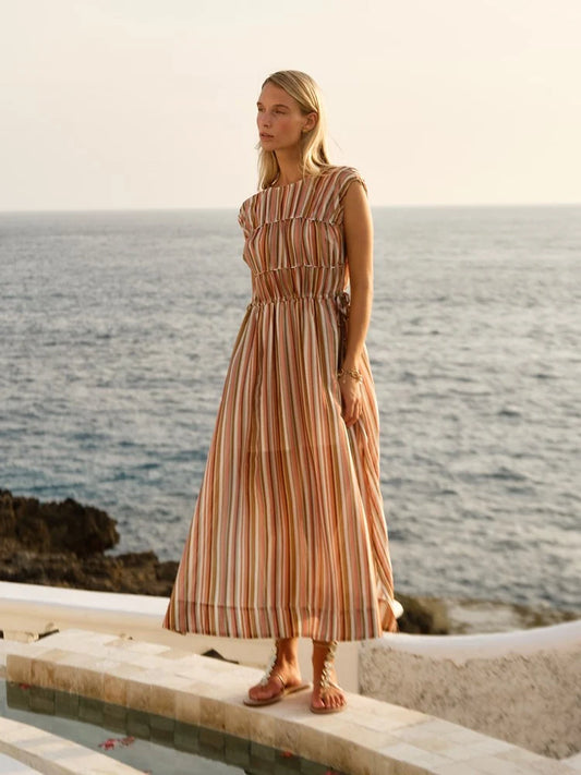 Fate & Becker - Callista Midi Dress - Sandbar Stripe