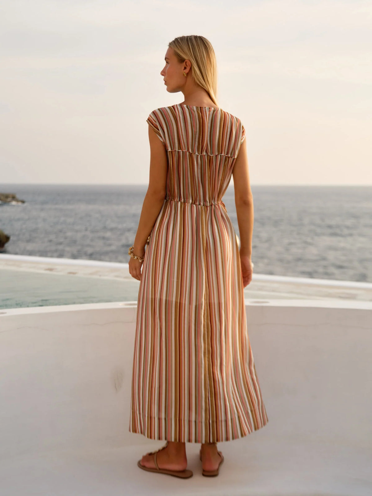 Fate & Becker - Callista Midi Dress - Sandbar Stripe