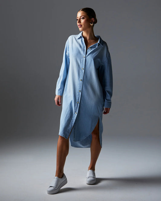 Fate & Becker - Flight Shirt Dress - Bleach wash