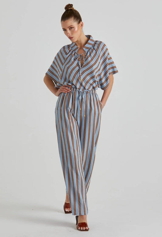 Fate & Becker - Grounded Pant - Blue/Tobacco Stripe
