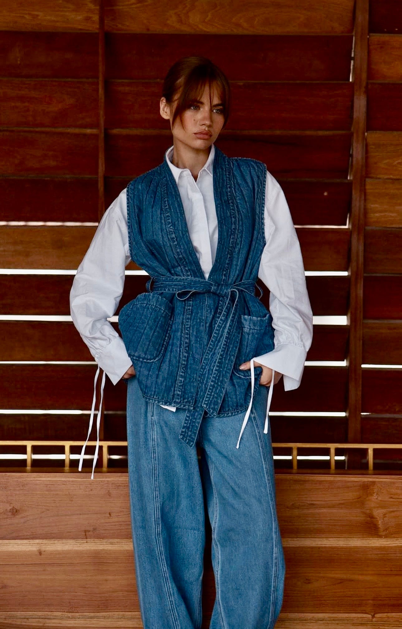 Sass Clothing - Pepa Quilted Denim Vest - Classic Blue