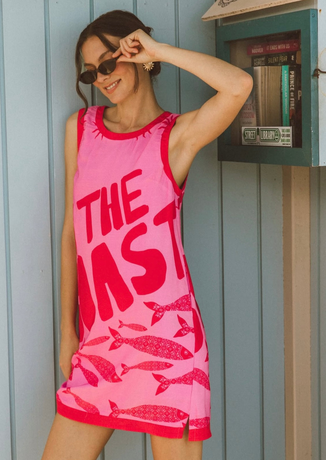 On The Coast Mini Dress- Pink Red