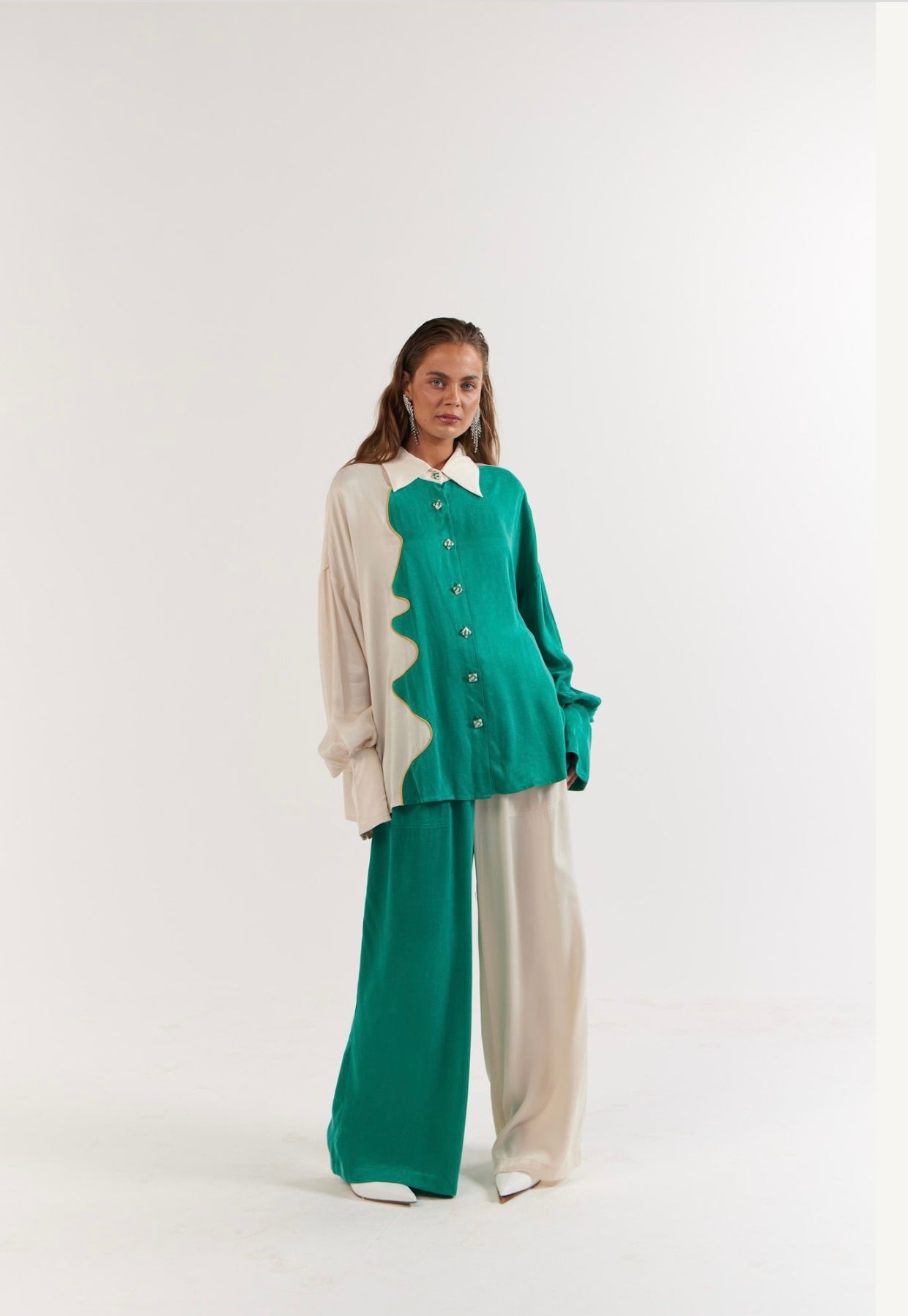 La Boheme Girls - Beau Shirt - Emerald Ivory
