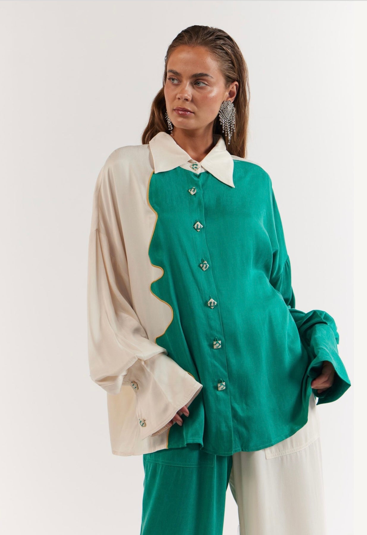 La Boheme Girls - Beau Shirt - Emerald Ivory