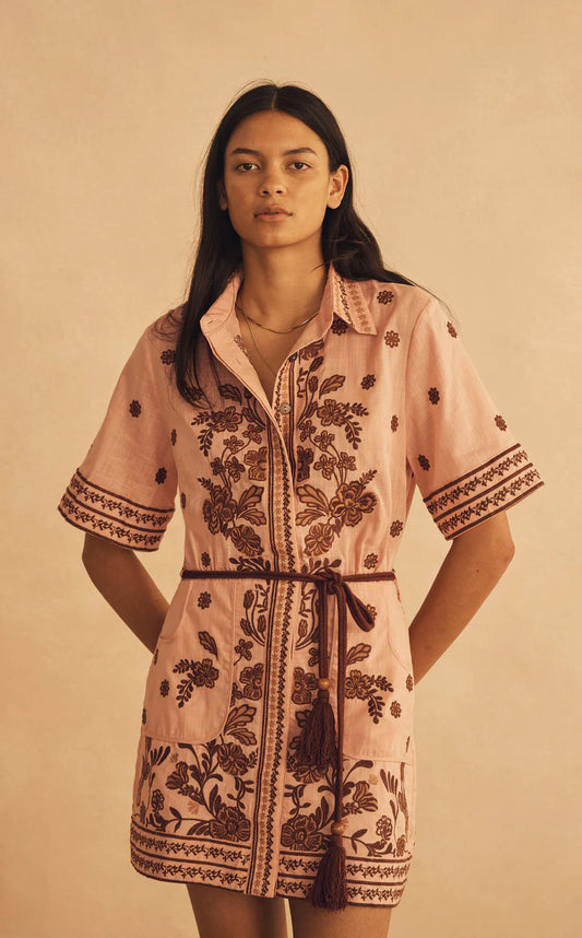 Înfiorată Embroidered Mini Shirt Dress