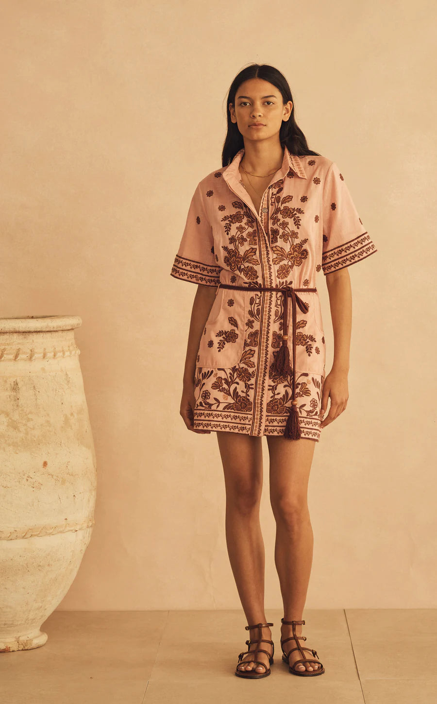 Aur Oceá - Mini Shirt Dress - Înfiorată Embroidered