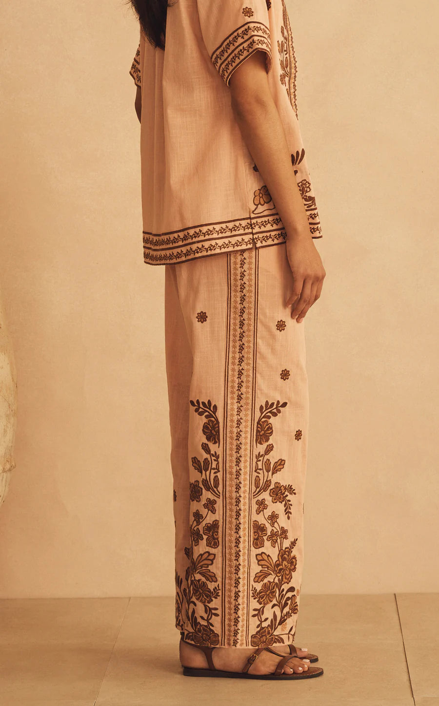 Aur Oceá - Straight Leg Pant - Infiroata Embroidered