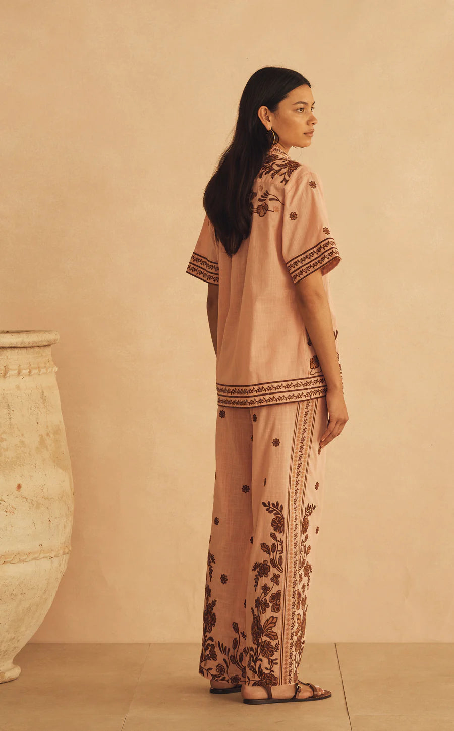 Aur Oceá - Straight Leg Pant - Infiroata Embroidered