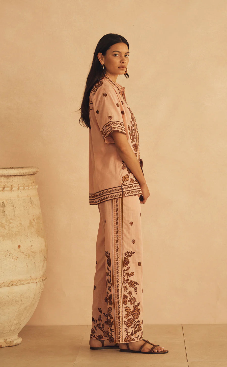 Aur Oceá - Straight Leg Pant - Infiroata Embroidered