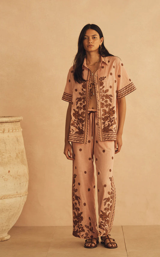 Aur Oceá - Straight Leg Pant - Infiroata Embroidered