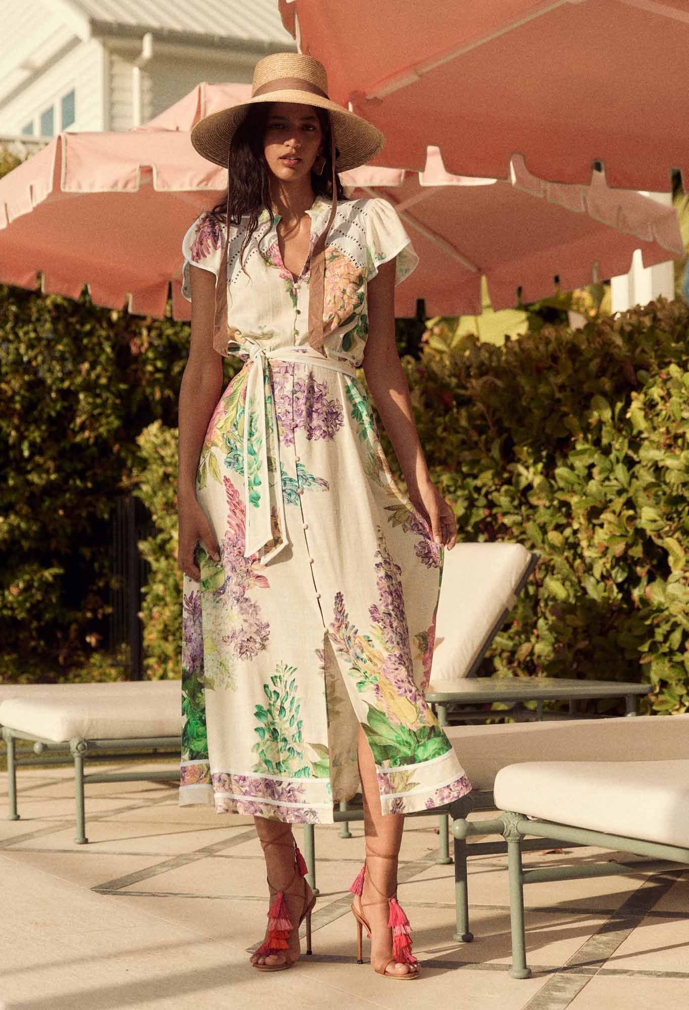 Once Was - Cristina Linen Viscose Dress - Wisteria Alba