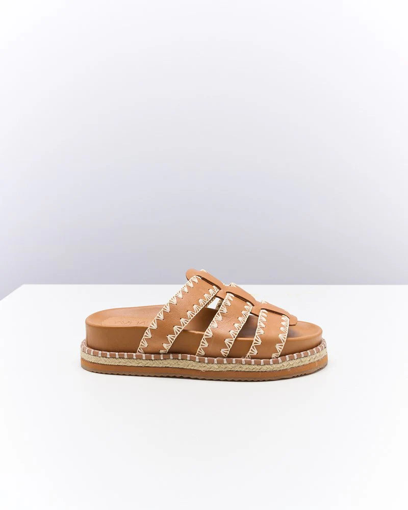 Walnut Melbourne - Iva Leather Slide - Coconut Tan